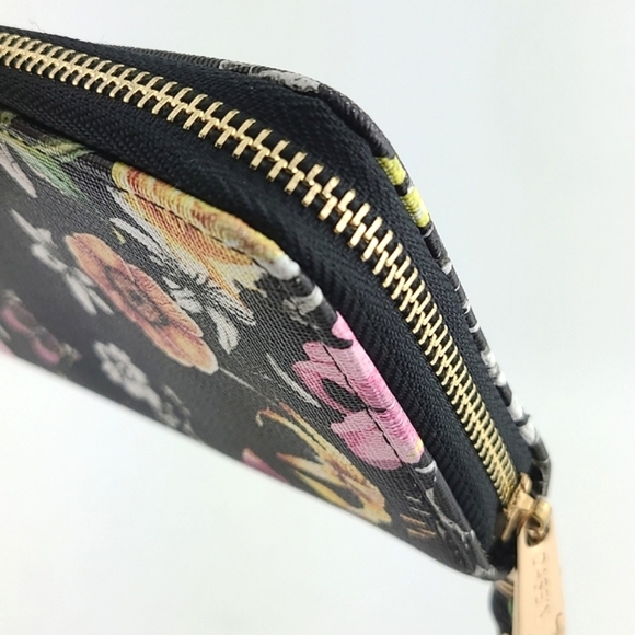 Dasein Continental Zip Around Black Multi Colour Floral Wallet Clutch  Wristlet - Picture 11 of 13